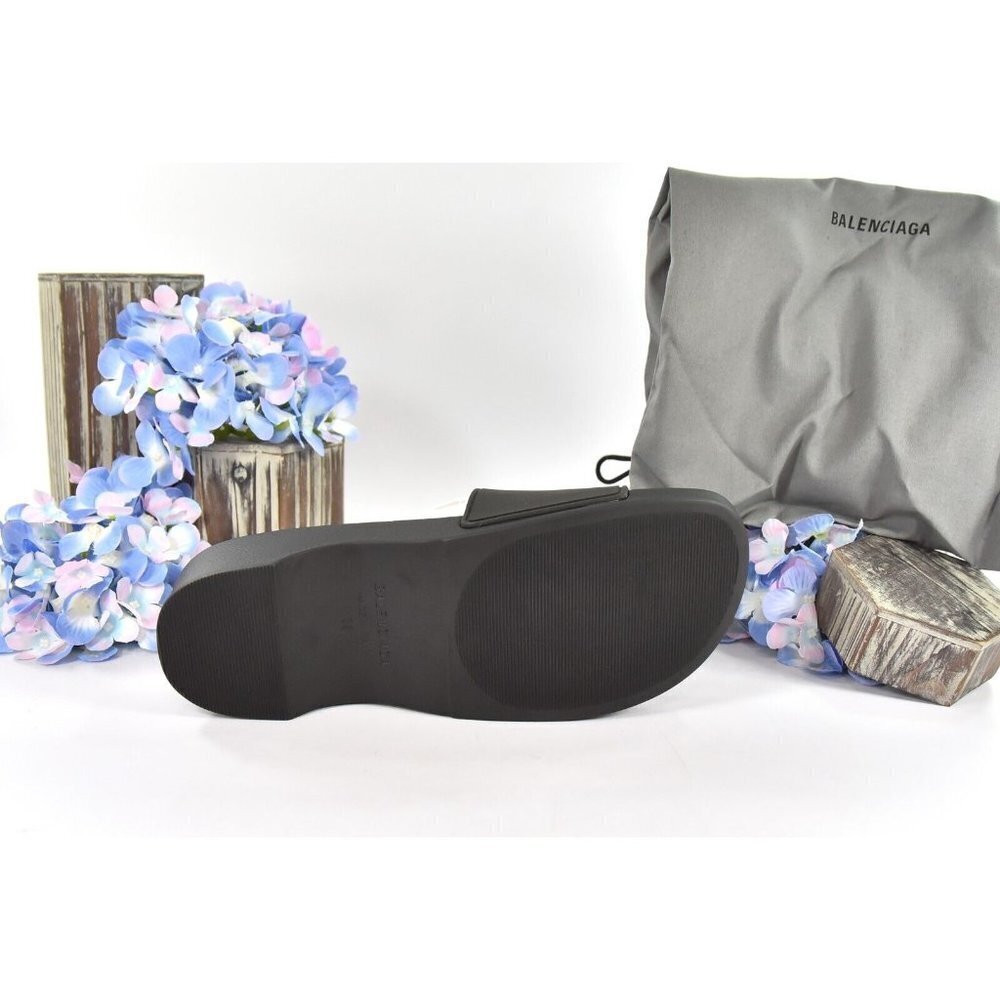 Balenciaga BB Black Rubber Wedge Slide Sandals Size 38 NIB - Picture 8 of 10